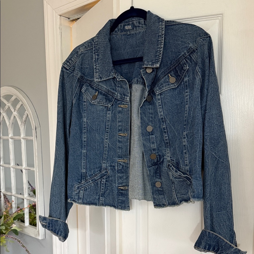 Reba Blue Jean Jacket with Button Accents